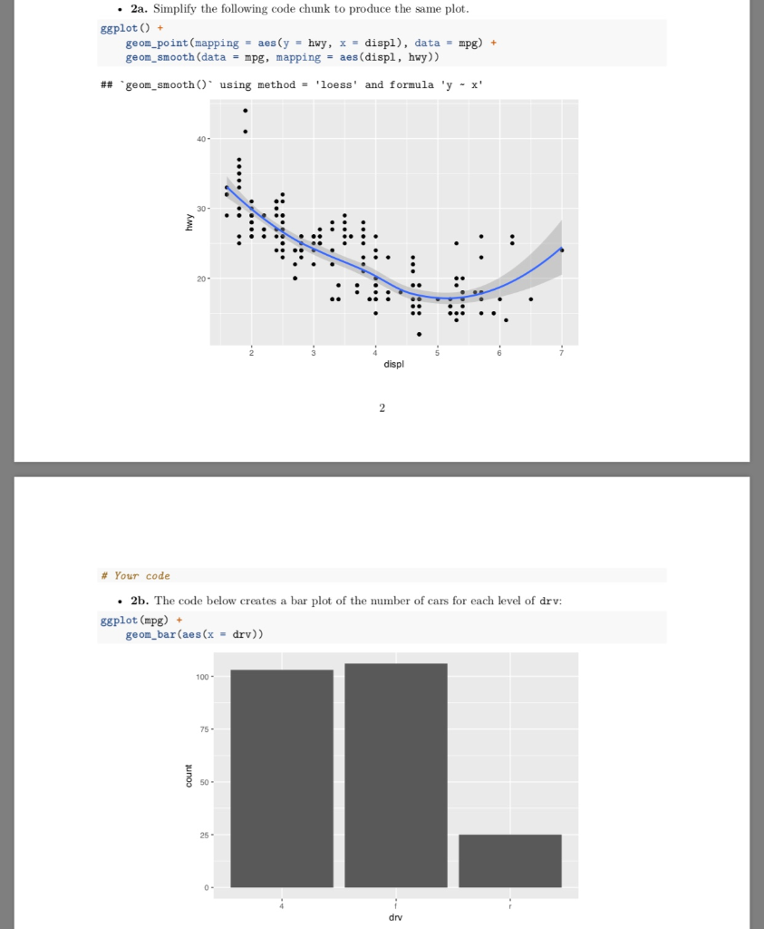 2a. Simplify the following code chunk to produce | Chegg.com