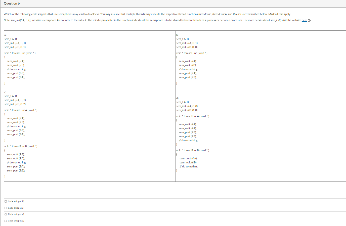 Solved Code Snippet B) Code Snippet D) Code Snippet C ) Code | Chegg.com