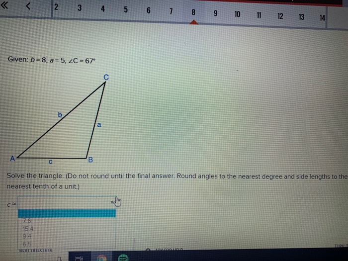 Solved 《く12 3 4 5 6 8 9 10 11 12 13 Given: b= 8, a: 5, LC = | Chegg.com