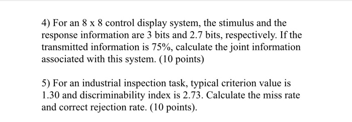 4) For an 8 x 8 control display system, the stimulus | Chegg.com