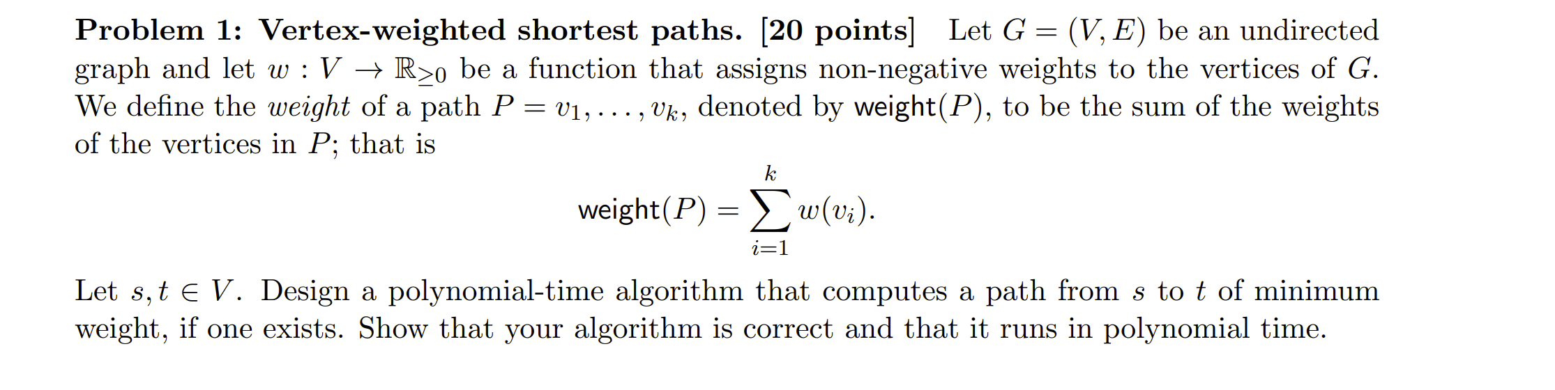 Solved Let G V E Be An Undirected Graph And Let W Chegg Com