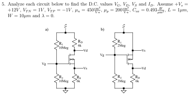 Solved 5. Analyze each circuit below to find the D.C. values | Chegg.com