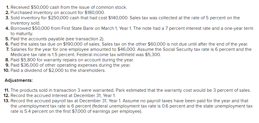 Solved 1. Received $50,000 cash from the issue of common | Chegg.com