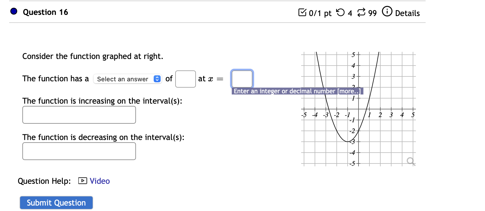 Solved Question 16 B0/1 pt 5 4 99 Details Consider the | Chegg.com