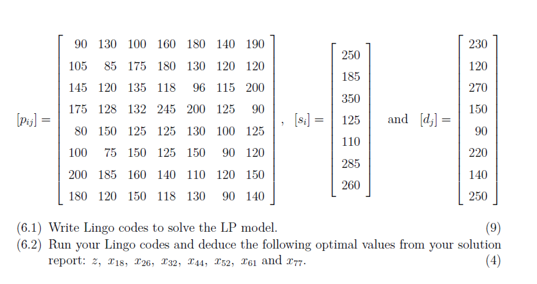 Consider the following LP model in algebraic | Chegg.com