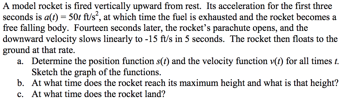 Solved A model rocket is fired vertically upward from rest. | Chegg.com