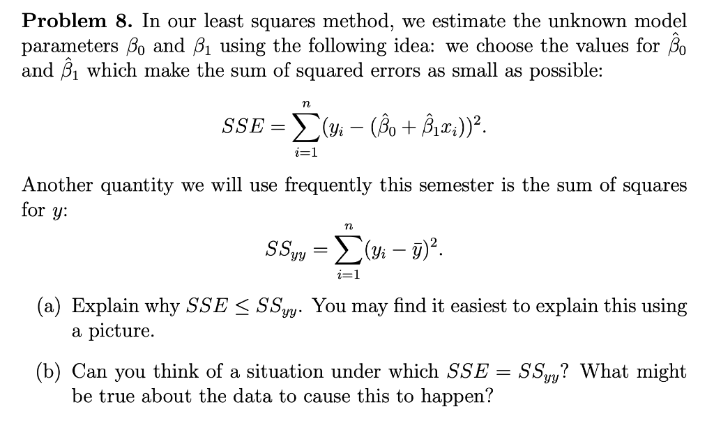 Solved Problem 8. In our least squares method, we estimate | Chegg.com