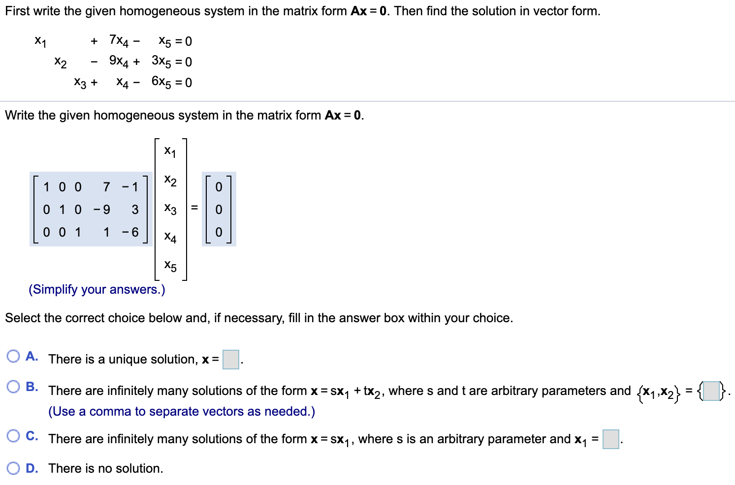 Solved First write the given homogeneous system in the | Chegg.com