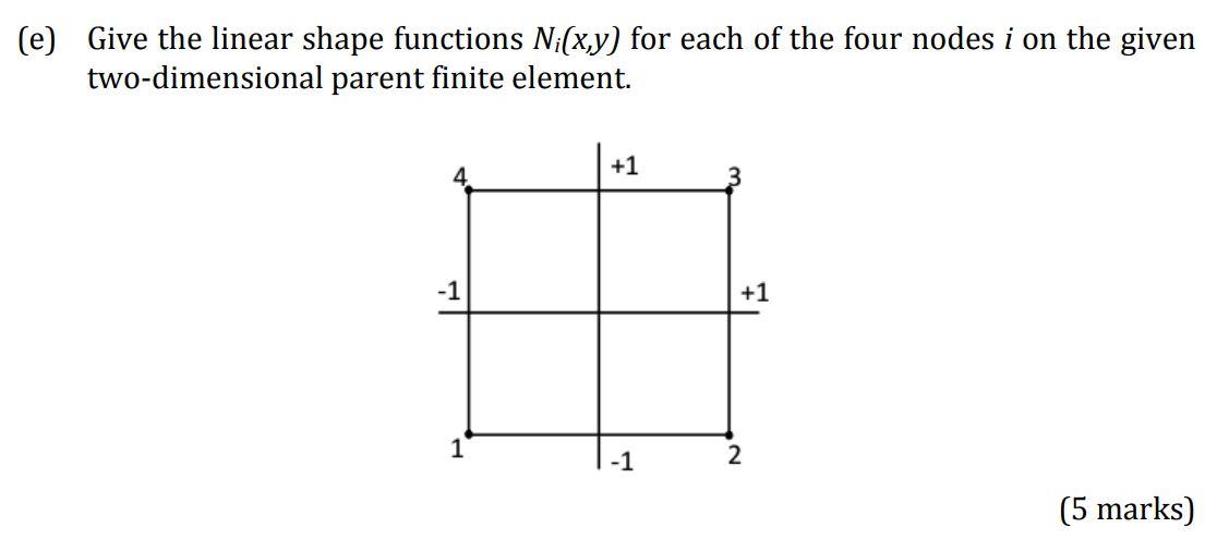 Solved (e) Give the linear shape functions Ni(x,y) for each | Chegg.com