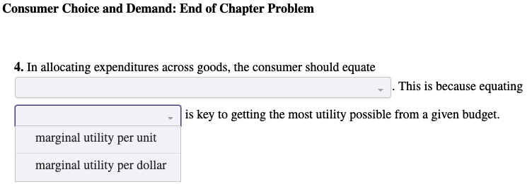 Solved Consumer Choice and Demand: End of Chapter Problem 4. | Chegg.com