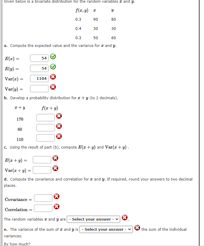 Solved A. Compute The Expected Value And The Variance For X | Chegg.com