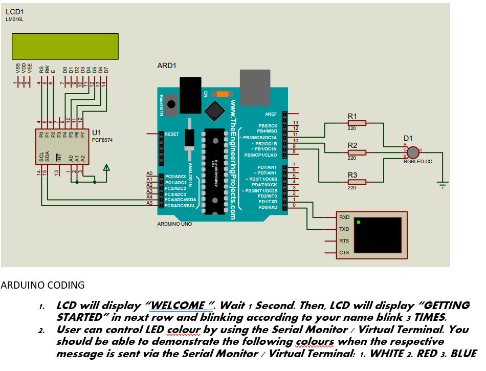 ARDUINO CODING 1. LCD will display "WELCOME". Wait 1 | Chegg.com