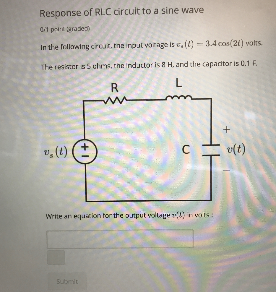 Solved Response of RLC circuit to a sine wave 0/1 point