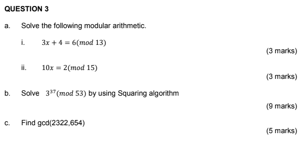 Solved 4. [12 marks] The Modular Operation x mod m = r