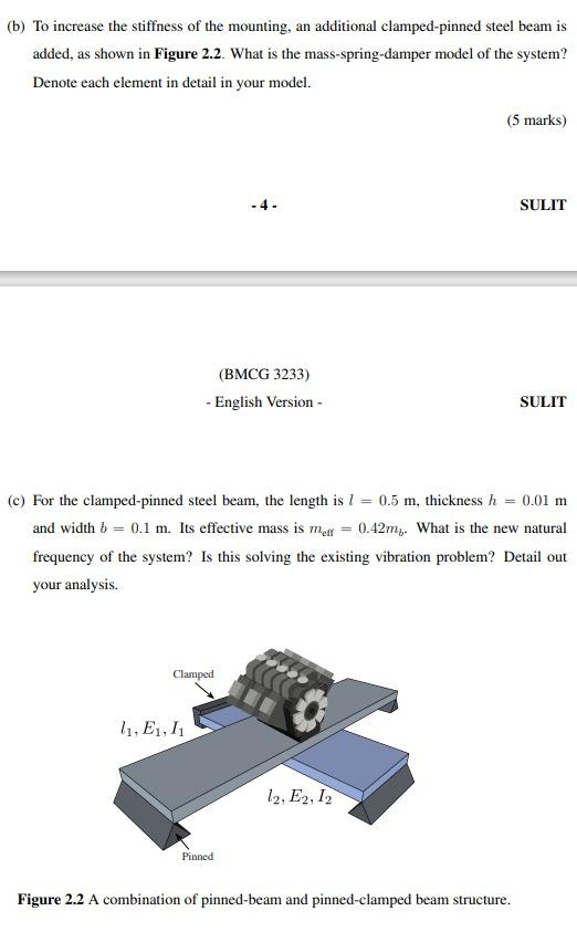 Solved (b) To Increase The Stiffness Of The Mounting, An | Chegg.com