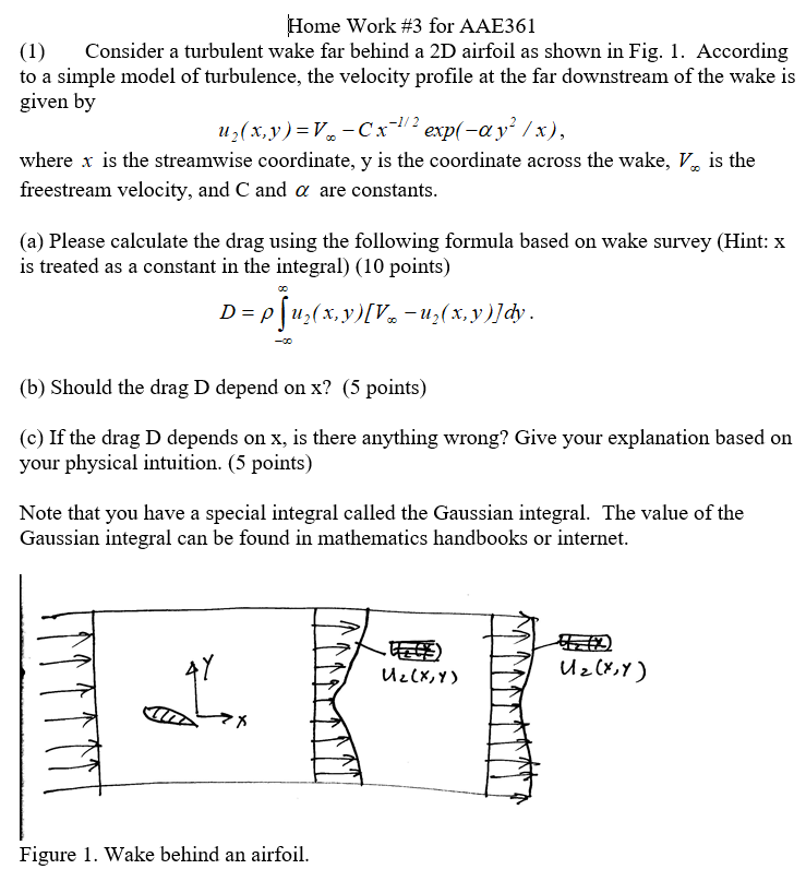 Solved Home work #3 for AAE361 (1) Consider a turbulent wake | Chegg.com