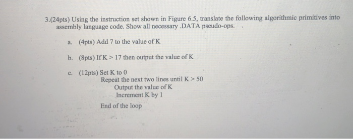 Solved 3.(24pts) Using the instruction set shown in Figure | Chegg.com