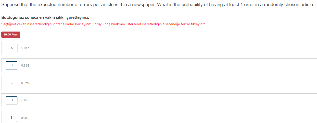 Solved Suppose that the expected number of errors per | Chegg.com