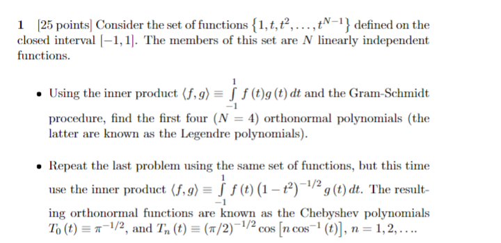 Solved 1 [25 ﻿points] ﻿Consider The Set Of Functions | Chegg.com