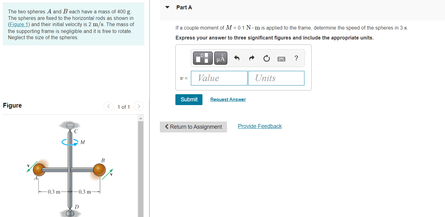 Solved The Two Spheres A And B Each Have A Mass Of 400 G. | Chegg.com