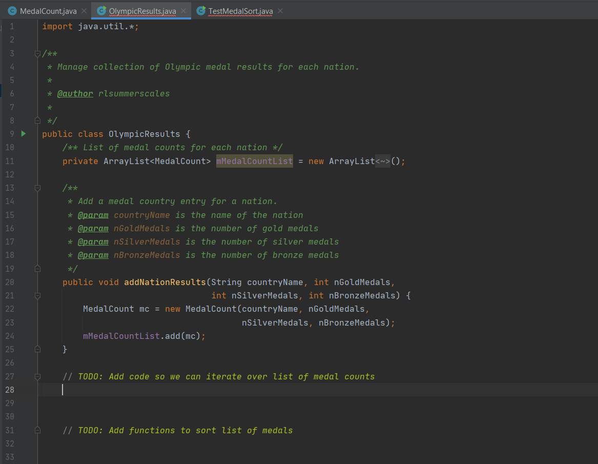 Solved TestMedalSort.java MedalCount.java X | Chegg.com