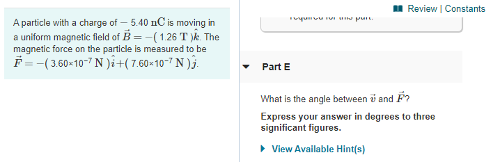 Solved Review Constants Tuyulu Ivi U Pu A Particle With Chegg Com