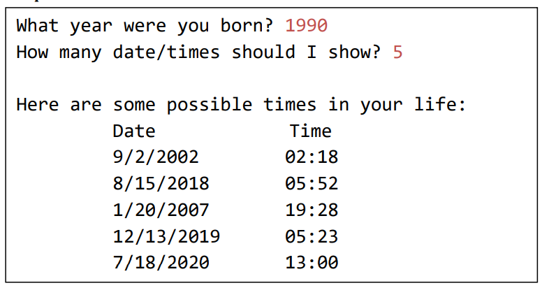 Solved Python Programming:- date_maker.py Question:- 1. | Chegg.com