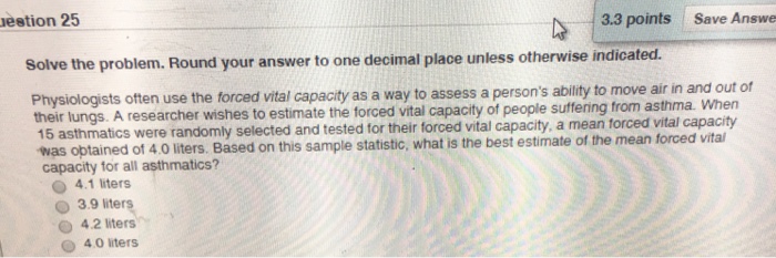 Solved estion 30 3.3 points Save Answer Solve the problem. | Chegg.com