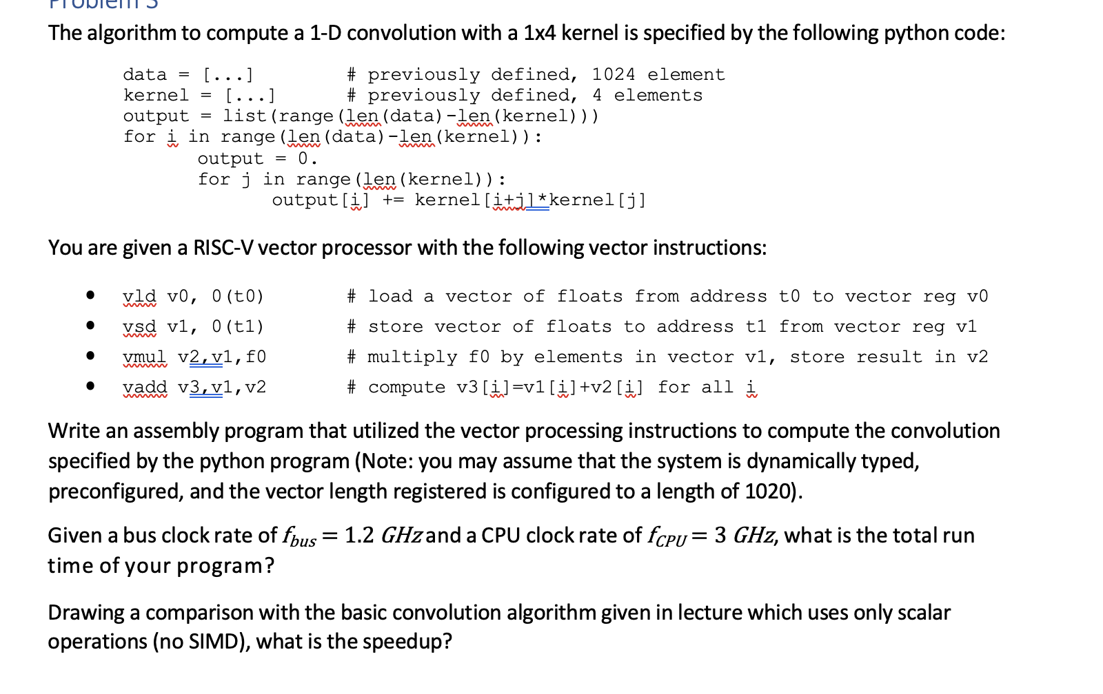 The algorithm to compute a 1-D convolution with a 1x4 | Chegg.com