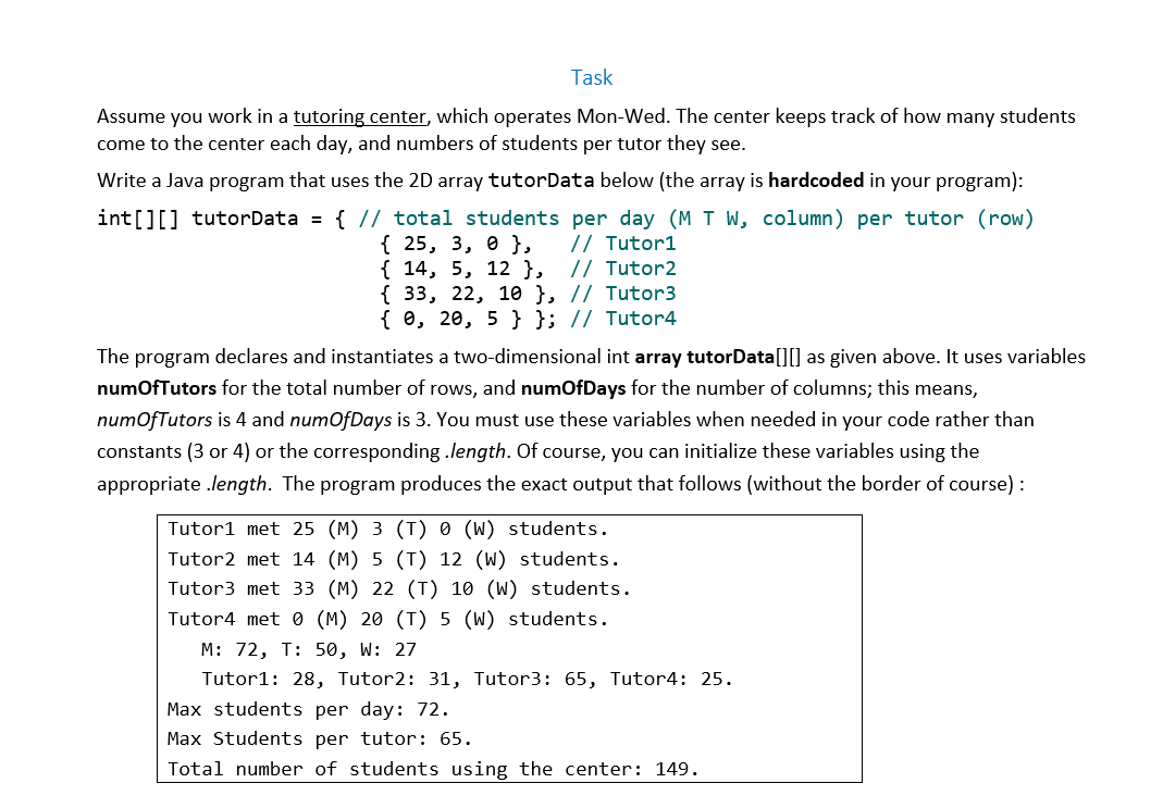 Solved Task Assume you work in a tutoring center, which | Chegg.com
