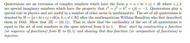 Solved Quaternions are an extension of complex numbers which | Chegg.com