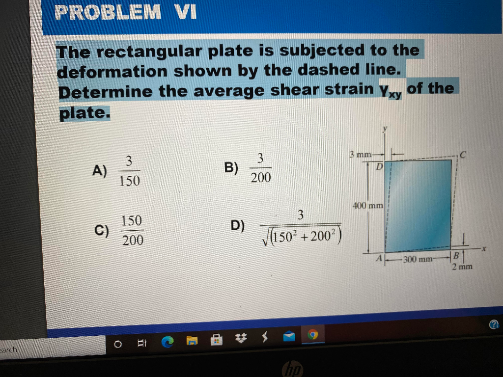 Solved PROBLEM VI The rectangular plate is subjected to the | Chegg.com