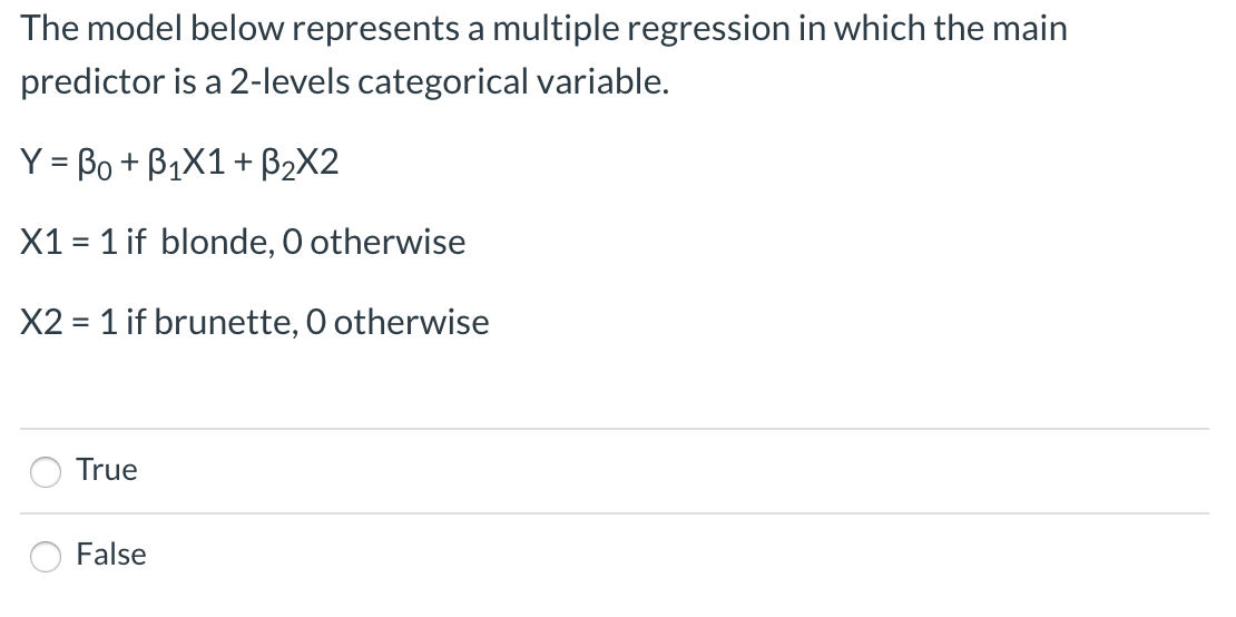 Solved The Model Below Represents A Multiple Regression In | Chegg.com