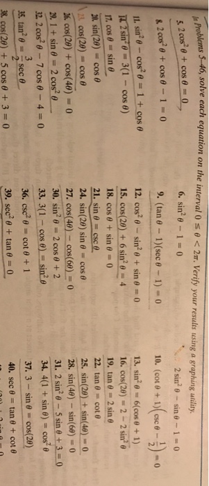 Solved In problems 5-46, solve each equation on the 0 | Chegg.com
