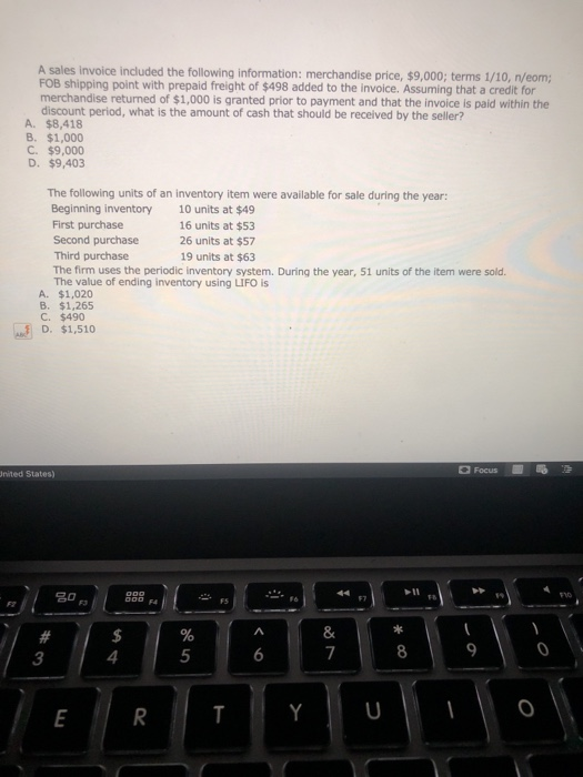 Solved A sales invoice included the following information