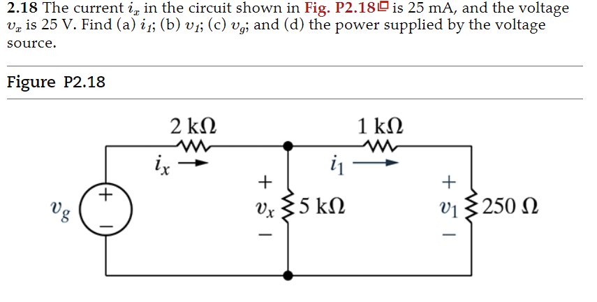 Solved 2.18 The current ix in the circuit shown in Fig. | Chegg.com