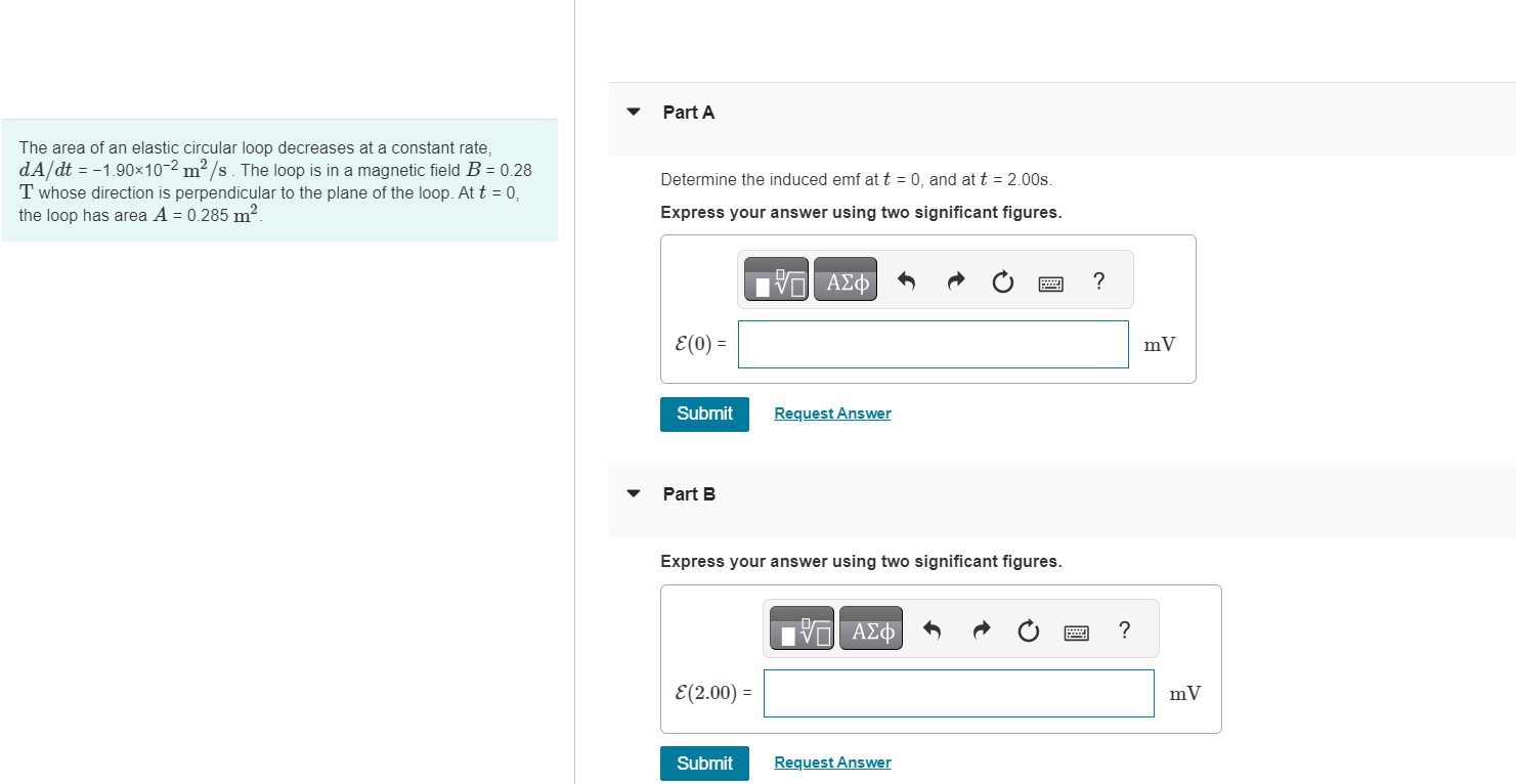 Solved The area of an elastic circular loop decreases at a | Chegg.com