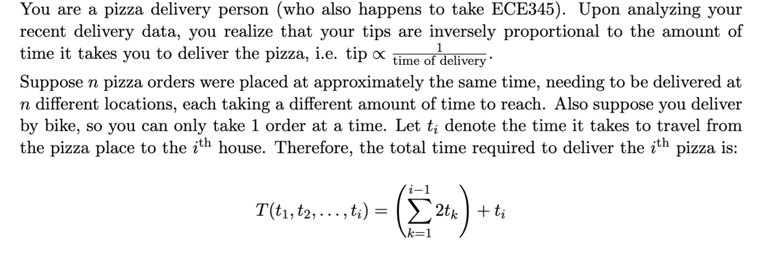 1 You are a pizza delivery person (who also happens | Chegg.com