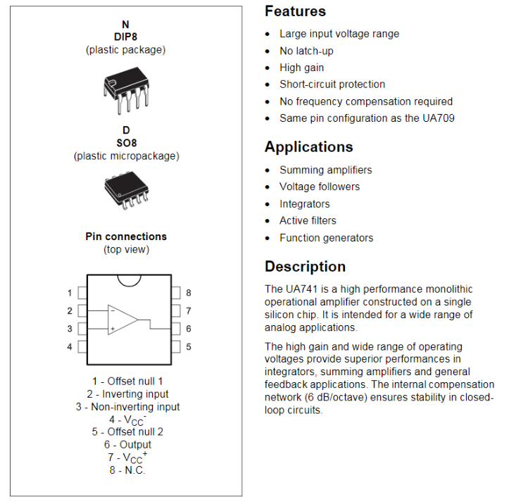 op amp offset compensation circuit based on null pins