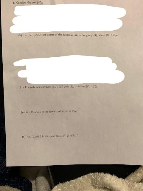 Solved 1. Consider the group (6) List the distinct left | Chegg.com
