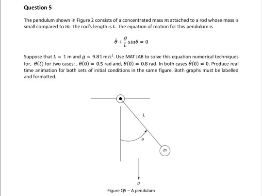 Solved Question 5 The pendulum shown in Figure 2 consists of | Chegg.com