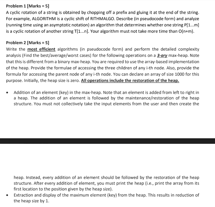 Solved A cyclic rotation of a string is obtained by chopping | Chegg.com