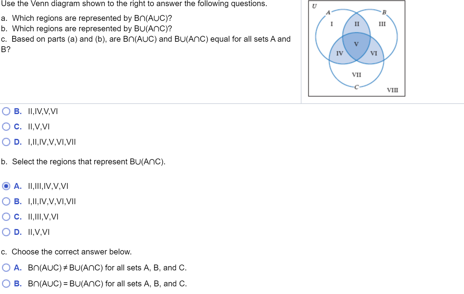 Solved B II III Use The Venn Diagram Shown To The Right To | Chegg.com