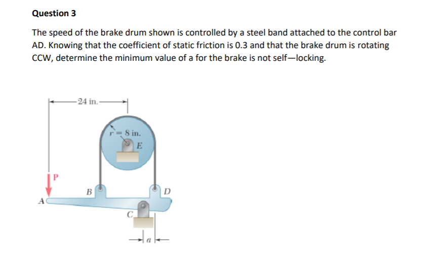 Solved Question 3 The speed of the brake drum shown is | Chegg.com