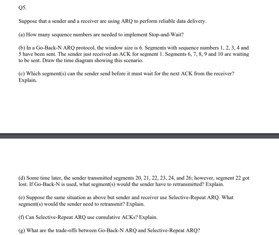 Solved Q5. Suppose That A Sender And A Receiver Are Using | Chegg.com