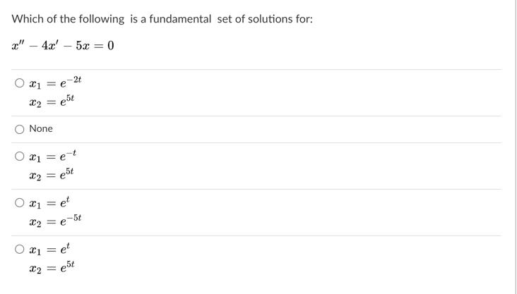 Solved Which of the following is a fundamental set of | Chegg.com