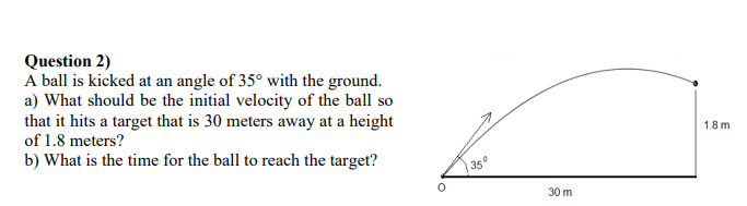 Solved Question 2) A Ball Is Kicked At An Angle Of 35° With 