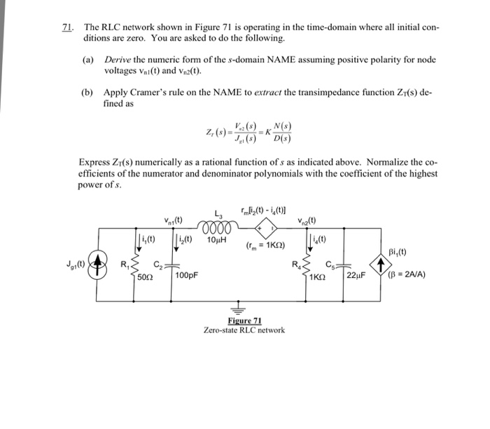 Solved The RLC network shown in Figure 71 is operating in | Chegg.com