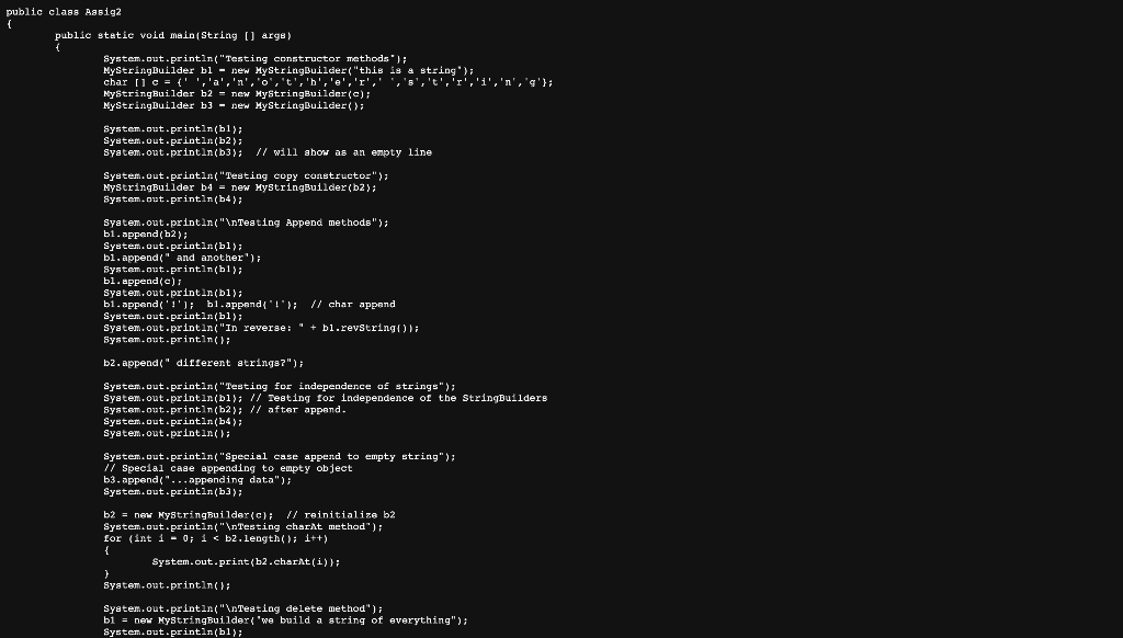 Solved MyStringBuilder.java Starting code // For more | Chegg.com