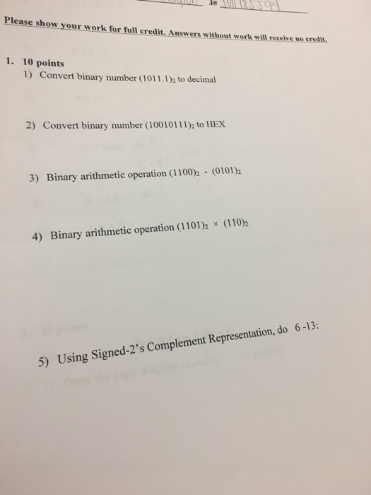 Solved Convert binary number (1011.1)_2 to decimal Convert | Chegg.com